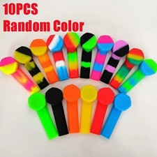 ✨( Pack of 10 )Silicone Smoking Hand Pipe with Metal Bowl &Cap Lid Pocket Pipe