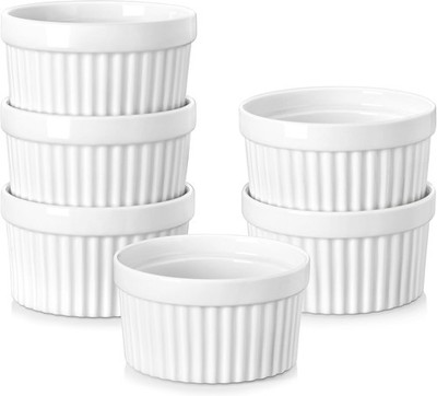 MALACASA 4oz Porcelain Ramekins Set of 6 White