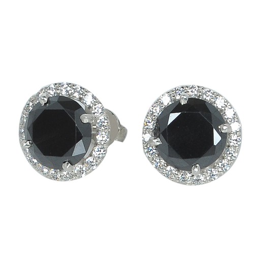 Round Cut 5.50Ct Natural Black Diamond Studs In 925 Sterling Silver Tariffs Free - Picture 7 of 8