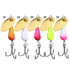 Juego de 5 señuelos giratorios de pesca gancho afilado cebo giratorio en línea lágrima caja salmón