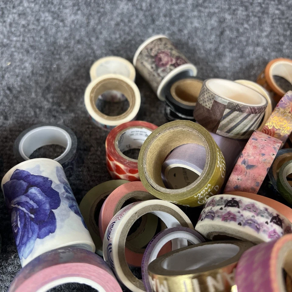 Huge Washi Tape Lot Mixed Designs Craft Scrapbook Journal DIY Supplies Used - Image 4 of 4