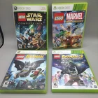Lot 4 Lego Xbox 360 Star Wars Complete Saga, Marvel Super Heroes & Batman 1 & 3