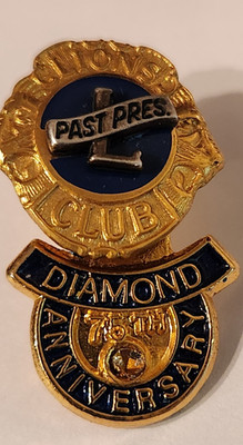 Vintage Lions Club  Past Pres. Diamond 75 Anniversary Pin, 10k Gold Filled (GF)