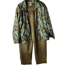 AC-TIV-OLOGY Silk Blend Tracksuit Jacket Pants Set Abstract Print Sz L