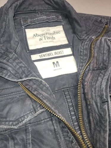 Abercrombie & Fitch Sentinel Jacket Mens M Blue Cotton Twill Military Y2K image 7