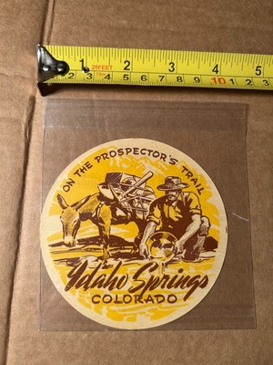 Idaho Springs Colorado Prospector's Trail SOUVENIR LUGGAGE LABEL DECAL VINTAGE