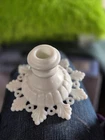 Set of 2 Vintage Westmoreland Ring And Petal Candle Holder Pair White Milk Glass