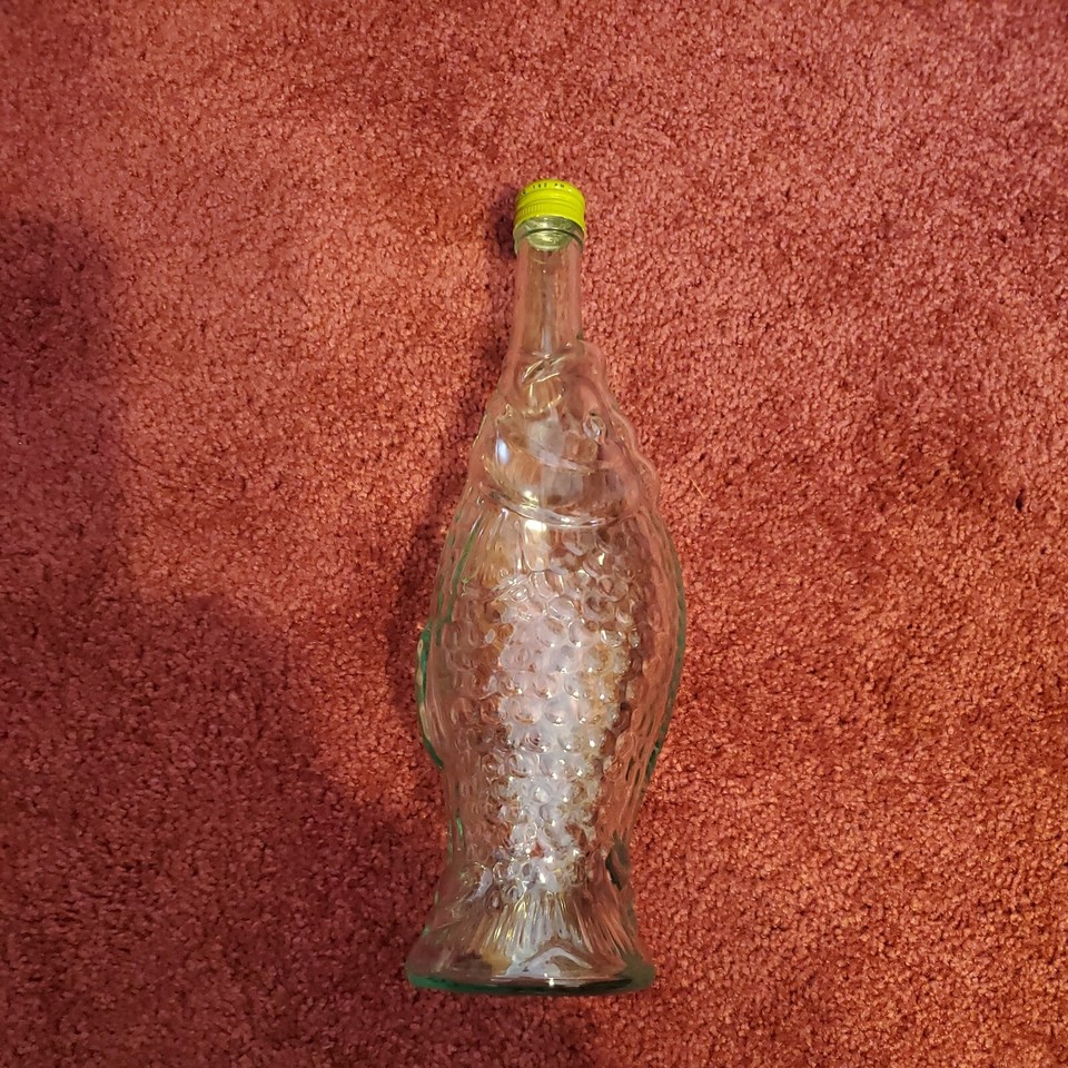 EMPTY Opici White Table Wine Marche Bianco 13" Green Glass Fish Bottle