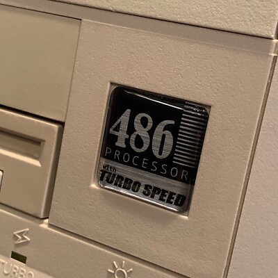 Custom Vintage 386 486 Computer Case Badge DOMED Sticker Retro PC 486SD ...