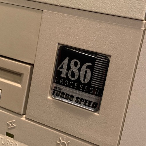 Custom Vintage 386 486 Computer Case Badge DOMED Sticker Retro PC 486SD 1x1 - Bild 1 von 2