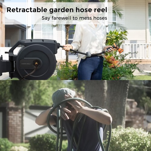 Giraffe Tools Retractable Garden Water Hose Reel Wall Mounted 5/8-IN 115-FT-Yard - Picture 2 of 6