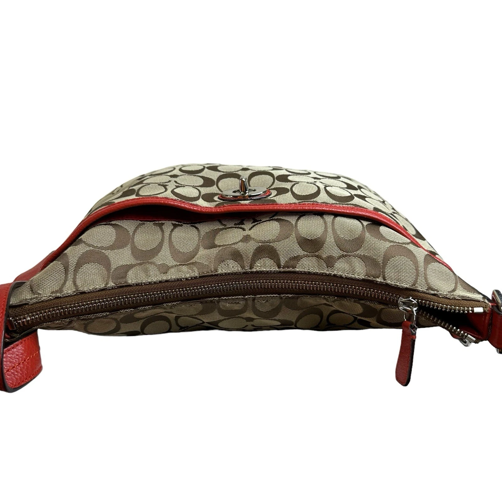 Borsa hobo tracolla Coach usata originale tela pelle tasca esterna logo C