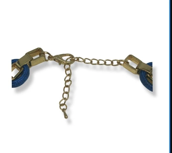 Collar cadena bloque babero piedra cabujón geo para mujer azul Foto 2 de 4