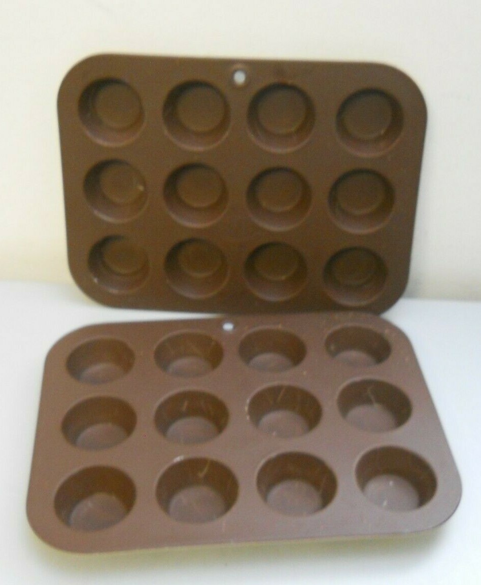 Vintage Mirro 12 Mini Muffin Cupcake Pans #182M Brown Aluminum
