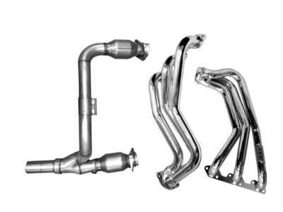 BBK Fits 07-11 Jeep 3.8 V6 Long Tube Exhaust Headers And Y Pipe And Converters -