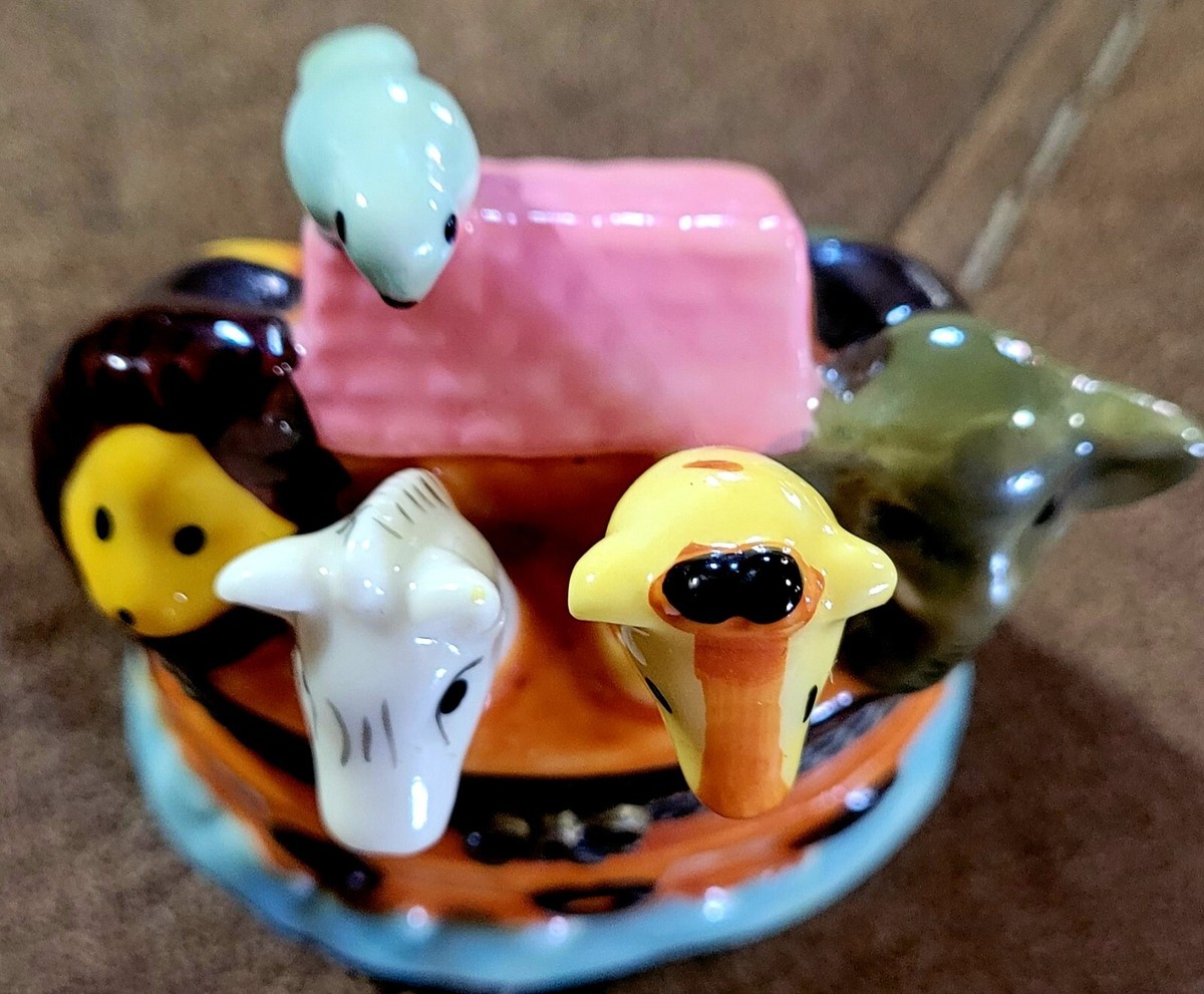 Noah's Ark Hinged Porcelain Trinket Box Vintage | eBay