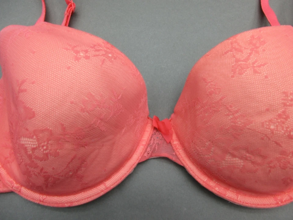 34C Gilligan & O'Malley 橙色钢圈衬垫内衬背部闭合半文胸 2C — 第 2/4 张图片