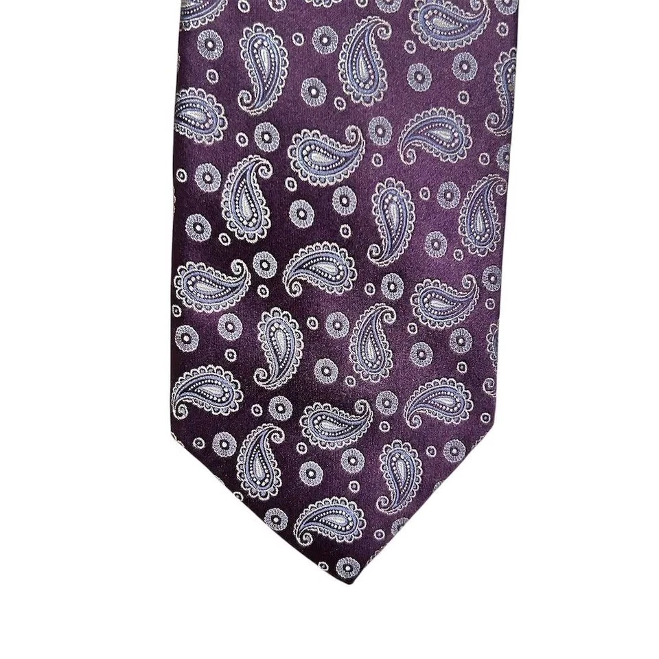 Juego de corbata y cuadrado de bolsillo de cachemira púrpura serie CM Gold para hombre Foto 3 de 4