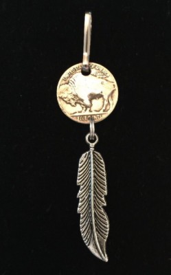 Authentic Buffalo Nickel Zipper Pull!  Jacket Handbag Purse Charm!  Us Seller!