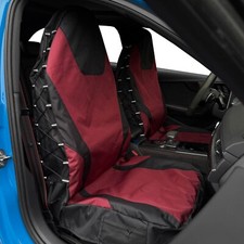 Fundas de asiento de auto con respaldo alto de lona impermeables negras vino para Dodge Caliber