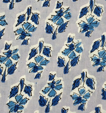 Blue By the Yard Floral Indian Block Print Fabric for Sewing Dress Quilting