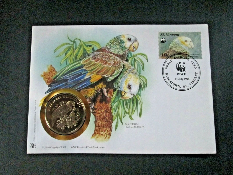 St. Vincent - "BIRDS ~ KING PARROT ~ WWF" Medal Cover / PNC 1994 ! - Image 2 of 4