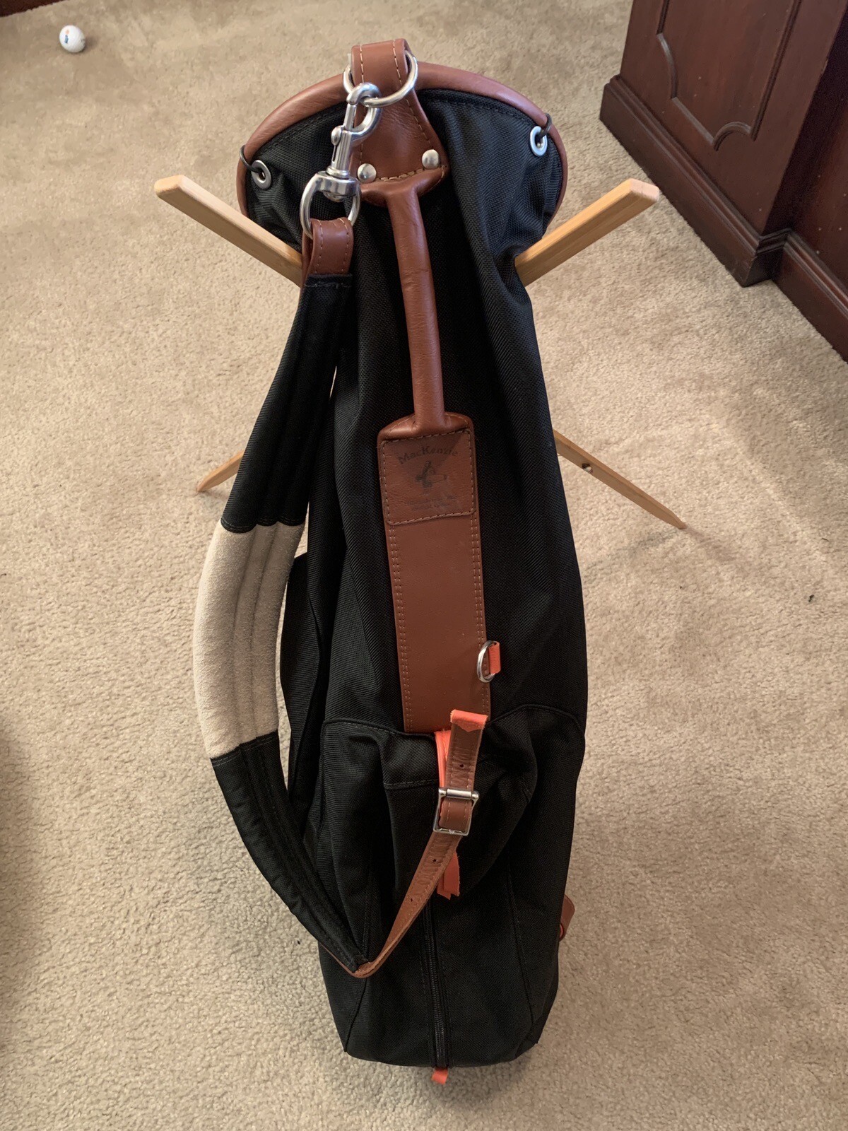 MacKenzie Golf Bag With Trestle Sticks Black, Orange and Tan Nylon