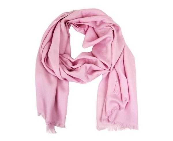 Gucci femme laine rose/soie avec écharpe longue monogramme GG LN028 EE 12