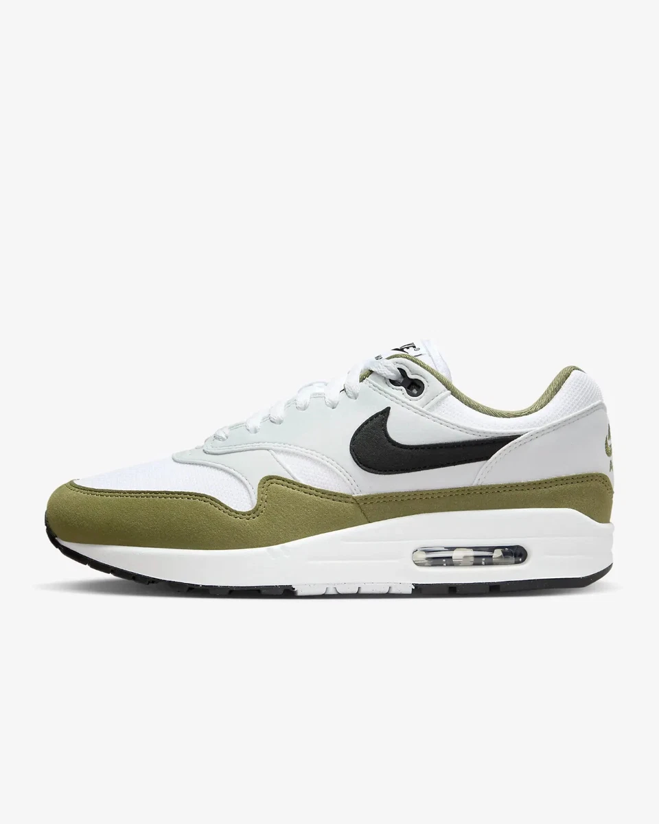 New Nike Air Max 1 Shoes Sneakers White Medium Olive FD9082 102