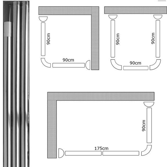 3 Way Angled Shower Curtain U L Shape Corner Rail 20mm In Diameter Rod Pole For Sale Online Ebay