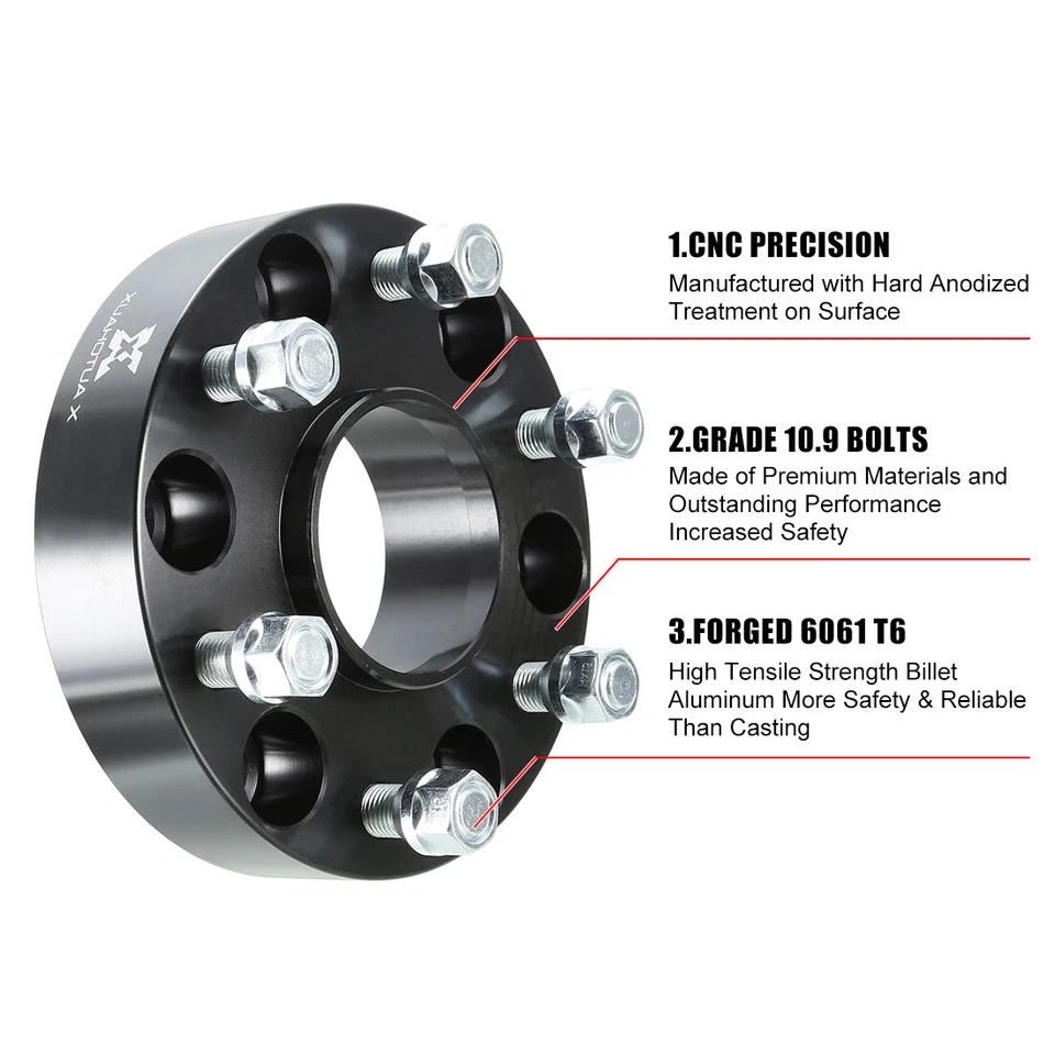 4 adaptadores espaciadores de rueda automáticos de auto de 6x5,5" negros para Chevrolet Tahoe 1996-2018 Foto 3 de 4