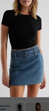 Express High Waisted Belted Jean Skirt NWT Size 6