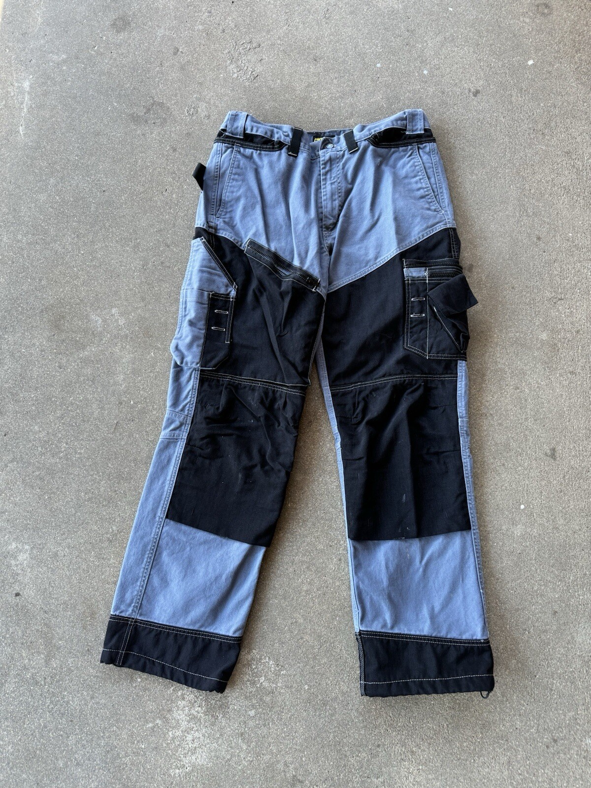 Blaklader Cargo Pants Mens 38x34 Black/Blu Double Knee Utility Heavy Canvas