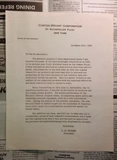 1940 Curtiss-Wright Letter to Stockholders