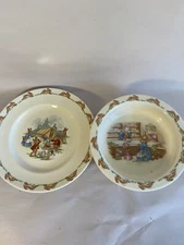 Royal Doulton Bunnykins Plate and Bowl, Mr. Piggly's Stores & Rabbits Camping