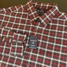 Cremieux Flannel Shirt Button Up Plaid Superior Quality Red Gray Mens 2XB NWT
