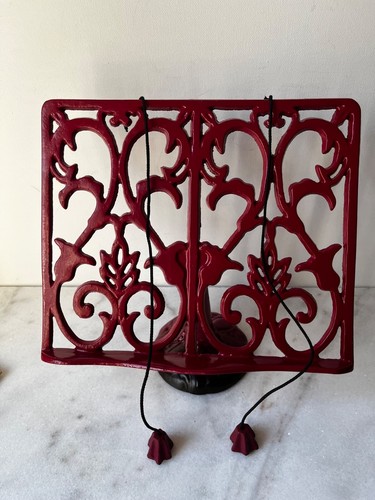 Red Cast Iron enamel Cookbook Stand Recipe Holder book holder ,iPad holder .. - Picture 2 of 9