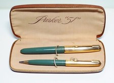 NEW OLD STOCK Parker 51 Fountain Pen & Pencil set in Navy Grey with box