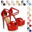 thumbnail 1 - Womens Strappy Platform Sandals Peep Toe Ladies Stiletto High Heel Shoes Size