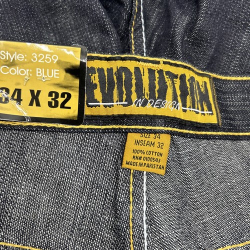 NEW Evolution In Design Jeans Mens Size 34x32 BLUE Baggy Denim Y2K Skate Urban - Picture 9 of 10