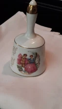 Porcelain Bell, Vintage, Numbered, Gold Accents, Lovers Dancing