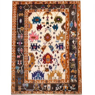Hand Knotted Scandi Multicolor Wool Area Rug for Bedroom Living Room Office