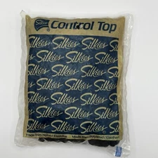 VINTAGE SILKIES Control Top Pantyhose~Large~Off Black~NIP Hosiery USA 1990s NEW!