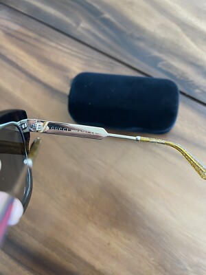Gucci Grey Brown Havana Gold Shaded Square Ladies Sunglasses  display picture 3