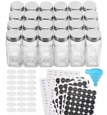 Aozita AO-001 12 Pieces Glass Spice Jar Bottles - 4oz.