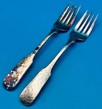 2 Towle HAMMERSMITH Salad Dessert Forks 7" Silverplate Flatware Silverware 1977