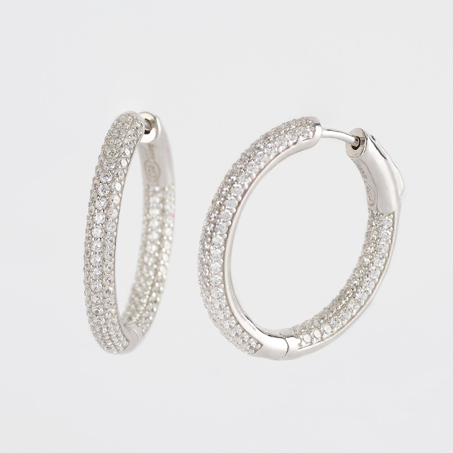 Orecchini MABINA Gioielli a cerchio con pavè di zirconi in argento 925 563470