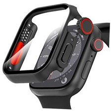 for Apple Watch 44mm Tempered Glass Screen Protector Case, Looks 44MM Black