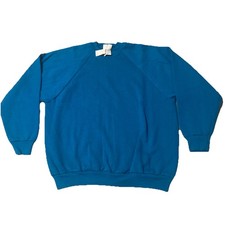 Vintage Fruit Of The Loom Women  s Teal Blue Crewneck Sweatshirt Solid Blank XL