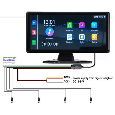 10,36'' 4-Kanal Toter Winkel Radar BSD DVR Monitor LKW Bus - OHNE KAMERAS